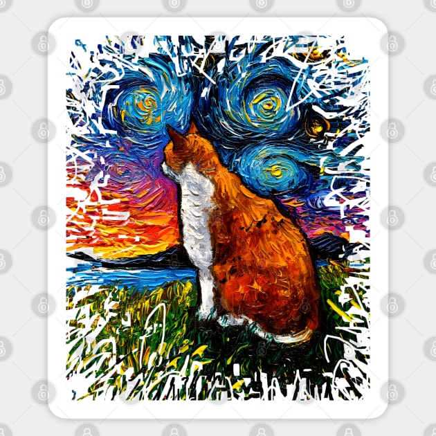 Orange and White Tabby Night (Splash version) Sticker by sagittariusgallery